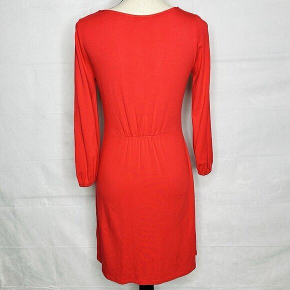 Boden Lucie Dress Size 4 Regular Red / Coral Knit Knee-Length 3/4 Sleeve - Picture 6 of 8